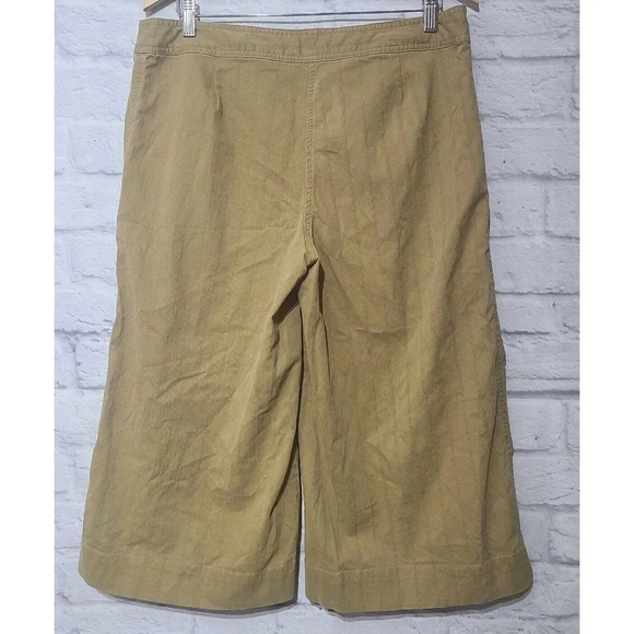 J. Jill Capri Pants Women's Size 14 Sand Tan Wide Leg Pinstripe Cropped - Picture 2 of 5